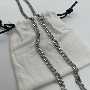 Silver Curb Chain Link Necklace